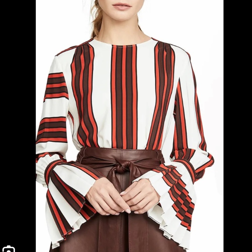 Tory Burch Silk Maverick Flared sleeve Blouse